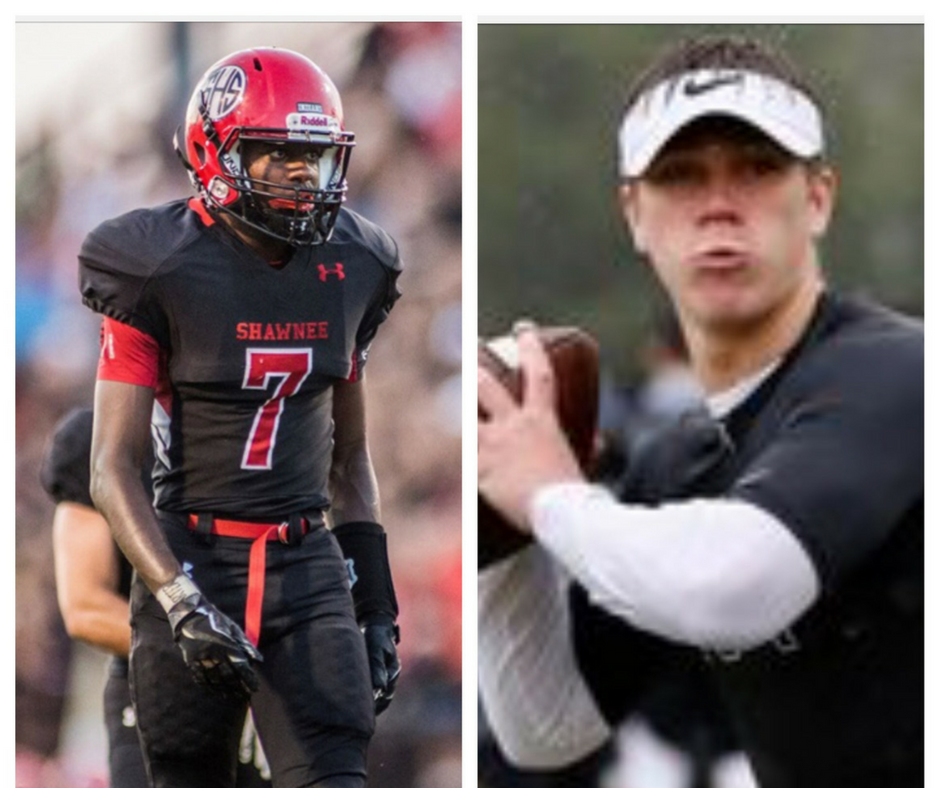 Two pictures of a football player and an athlete.