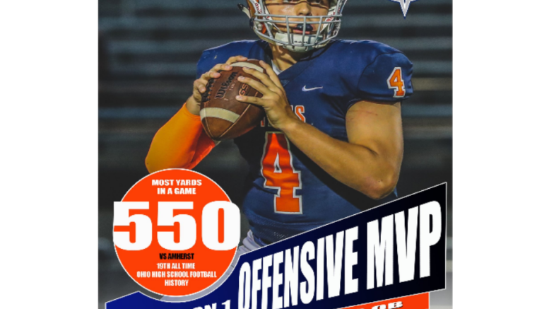 A poster of a football player with the words " offensive mvp ".